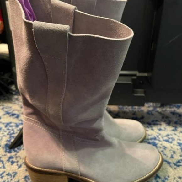 Vintage late 1990's / Y2K lavender / lilac suede western boots - Size 6 - Picture 5 of 16